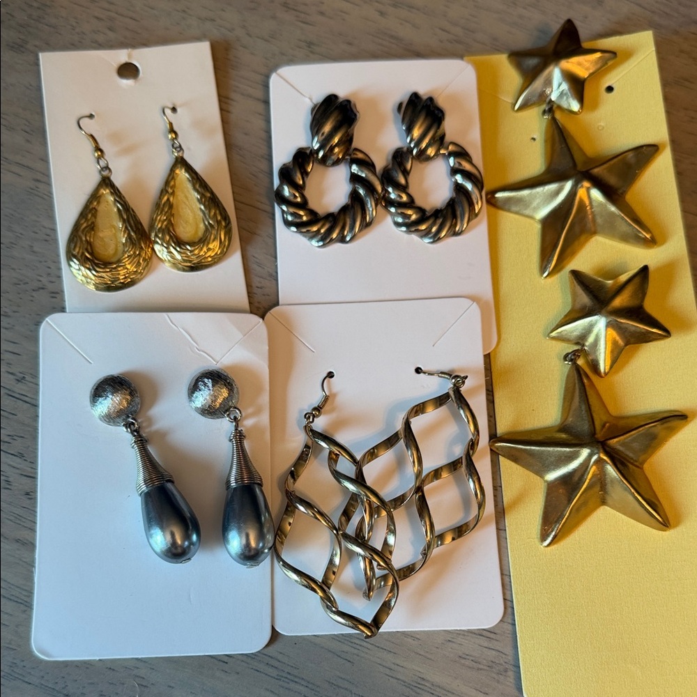 Mixed Metallic Earrings Bundle of 5 - Gold & Silver Tones